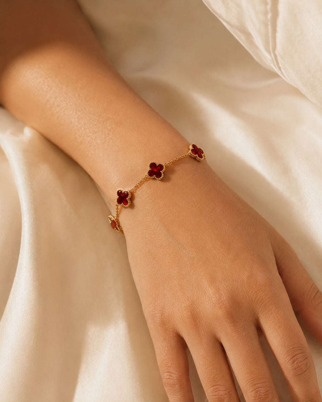 Ruby Clover Bracelet