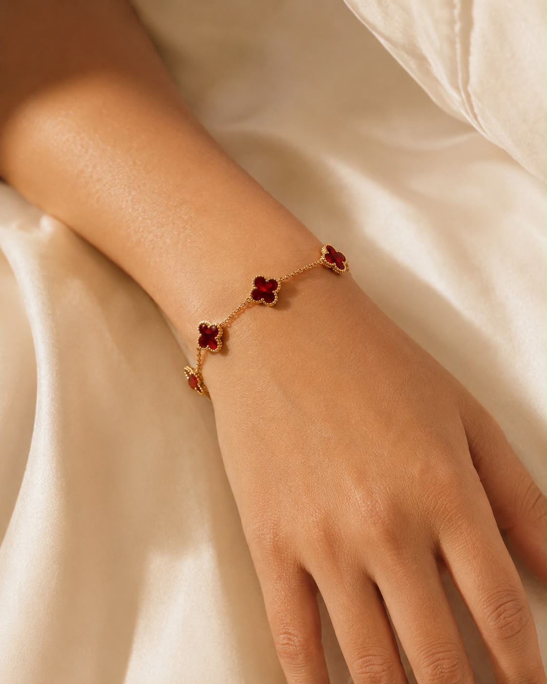 Ruby Clover Bracelet