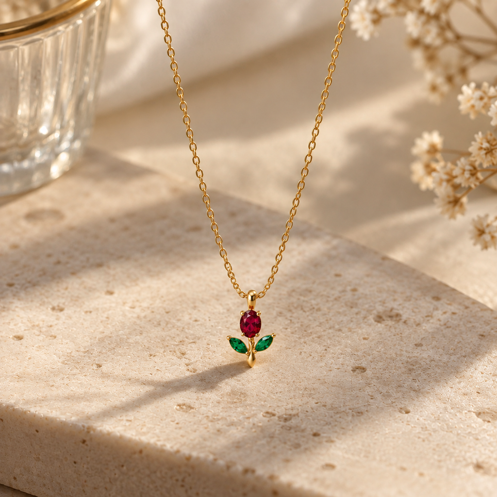 Ruby Tulip Necklace