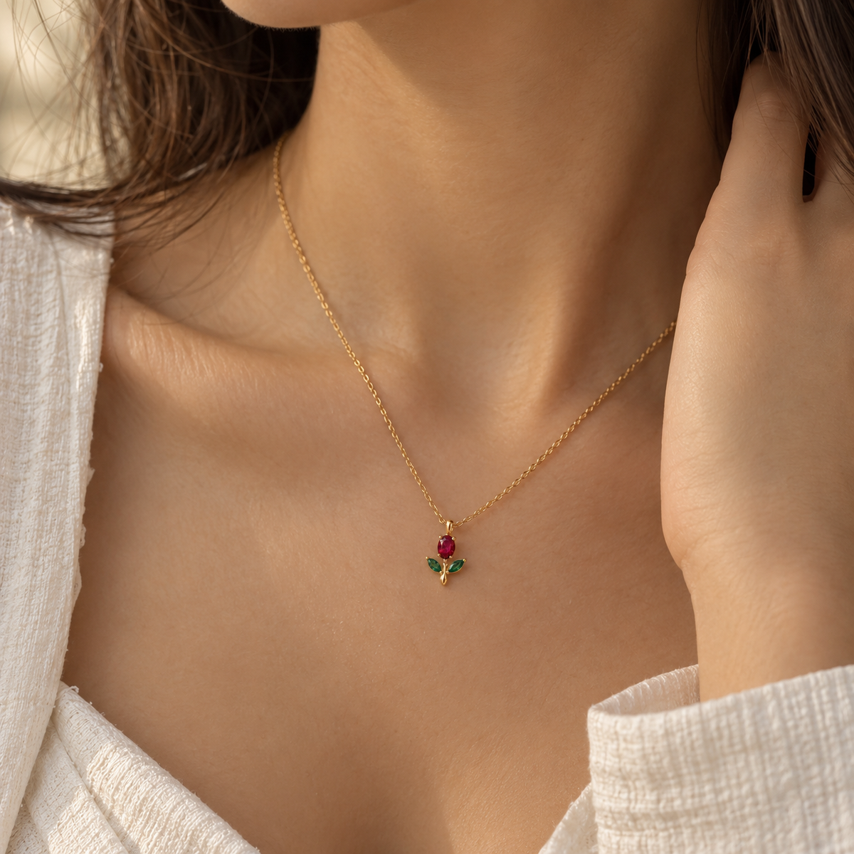Ruby Tulip Necklace