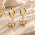 Golden Bloom Drop Hoops
